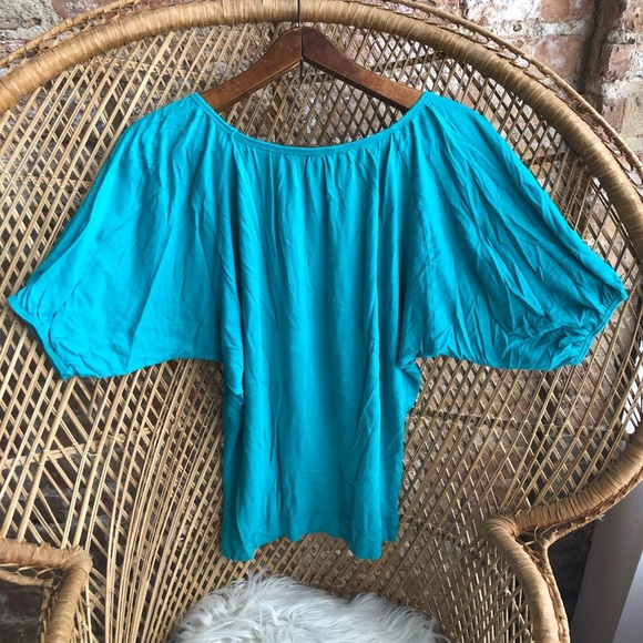 Express Tops - Vibrant Blue Off-Shoulder Top